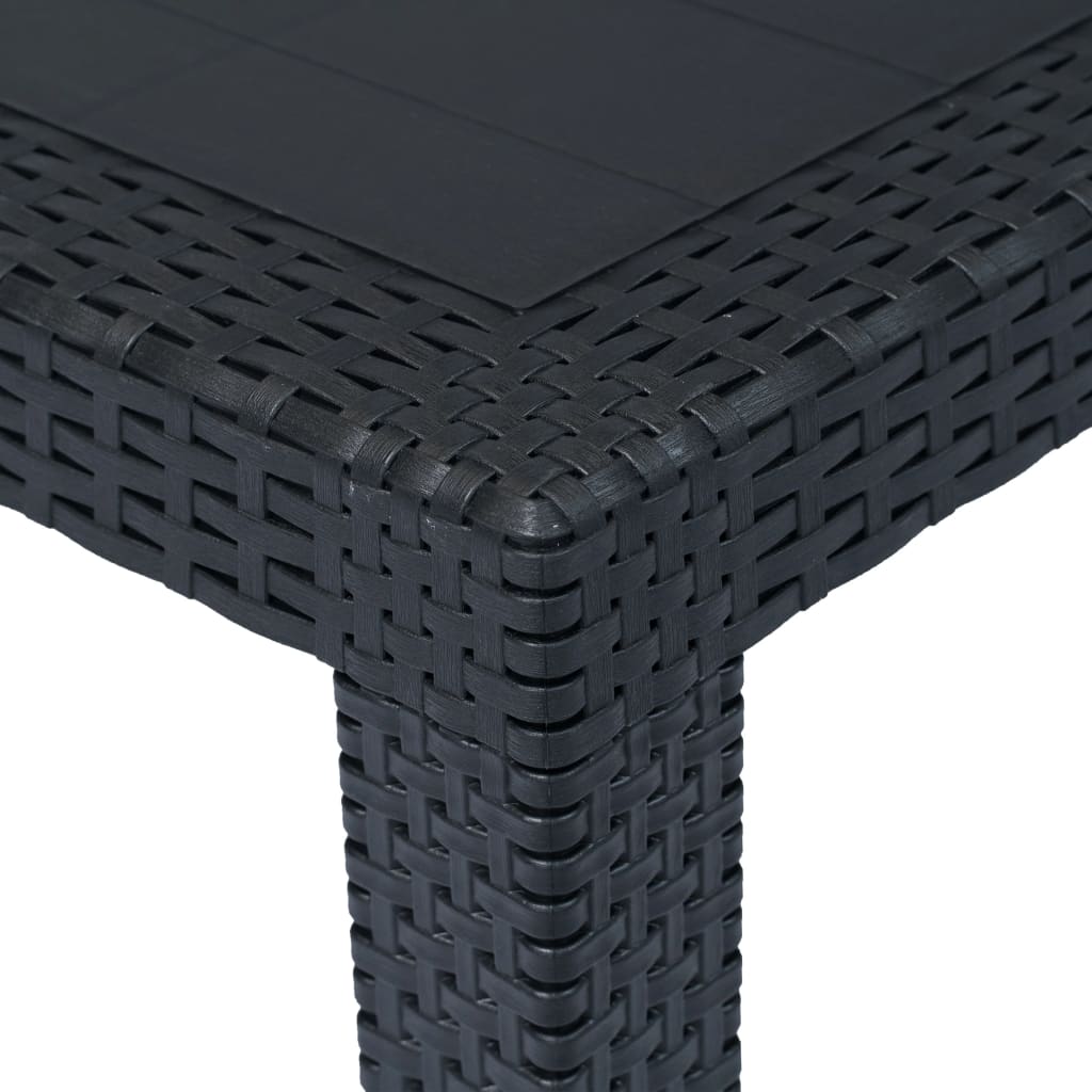 Gartentisch Anthrazit 220 x 90 x 72 cm Kunststoff Rattan-Optik